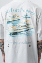 Erkek No Port Baskılı Oversize T-Shirt Ekru