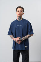 Erkek No Port Baskılı Oversize T-Shirt Lacivert