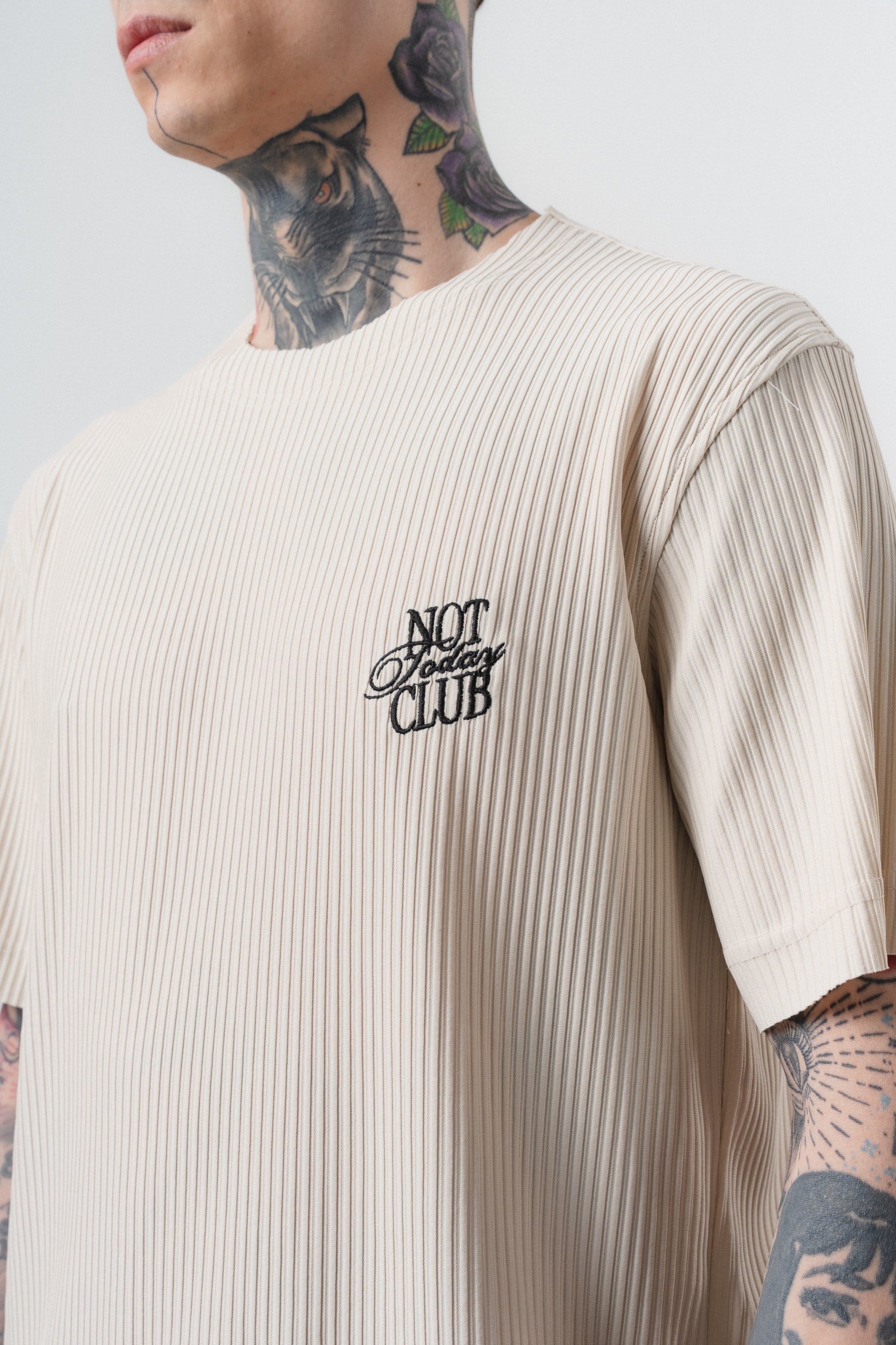 Erkek Not Today Yazılı T-Shirt Pantolon Takım Bej