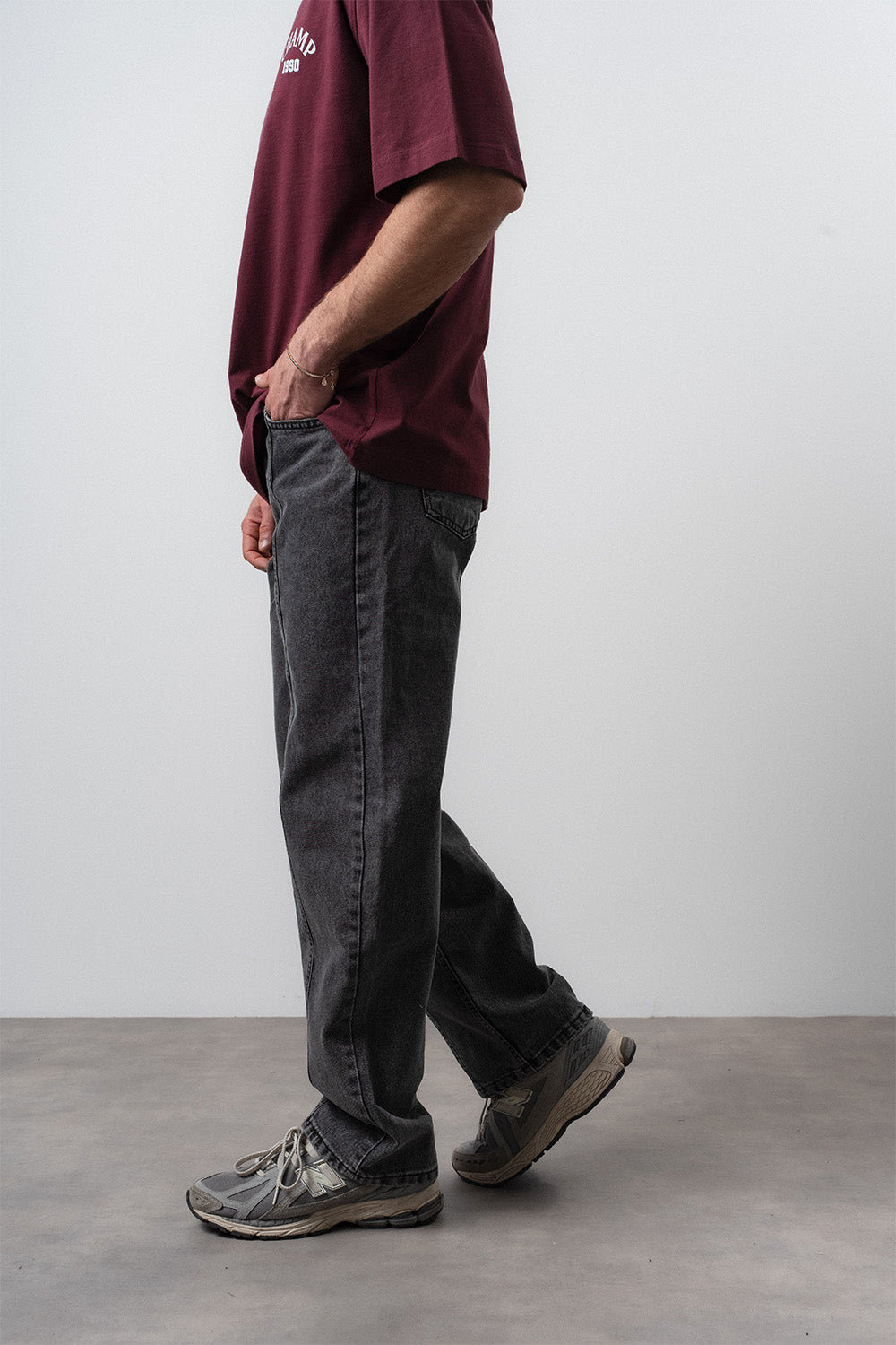 Respire-Erkek Önü Dikiş Detaylı Baggy Jean Antrasit-Kot Pantolon-3-Milagron.com