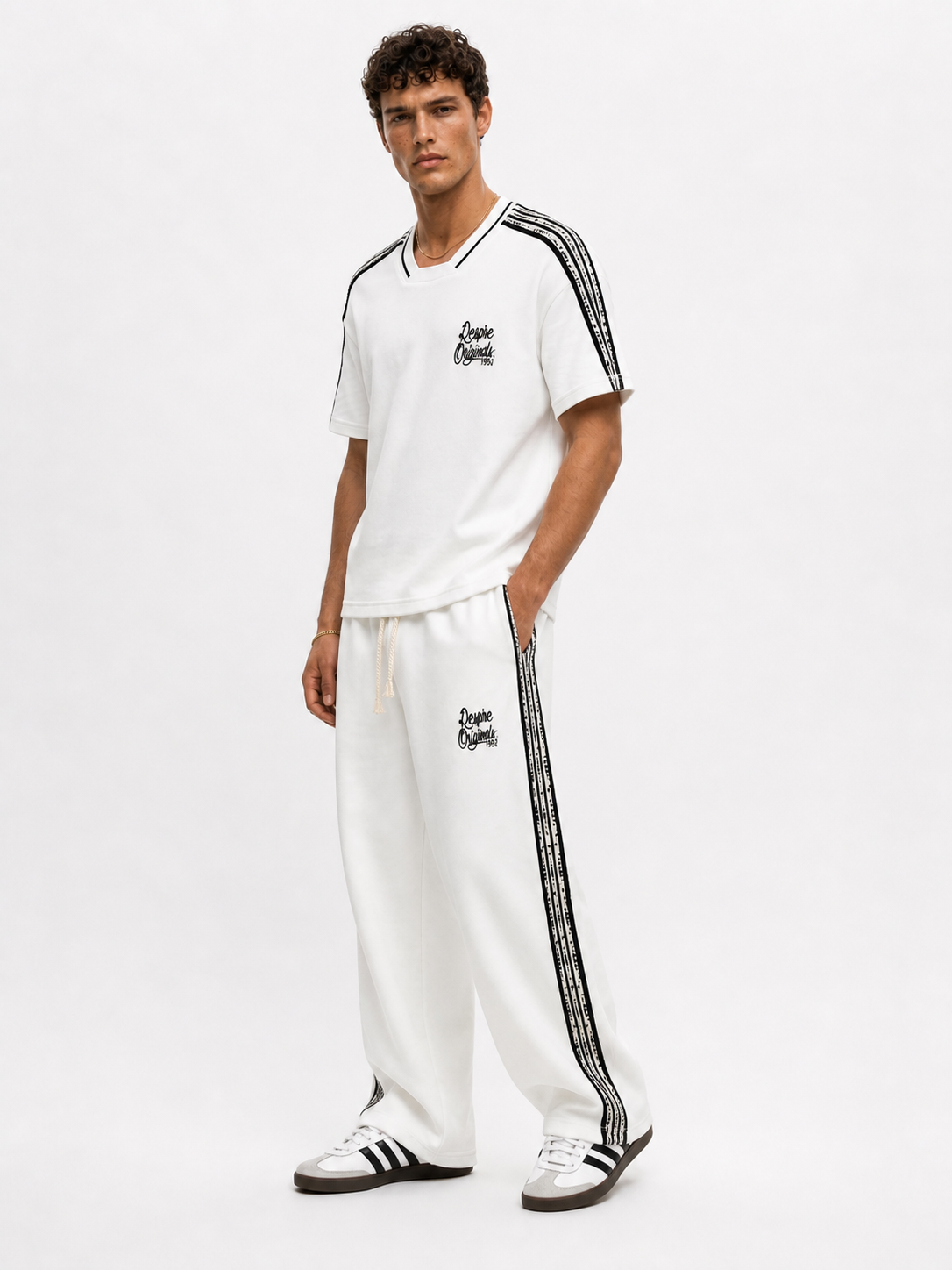 Erkek Originals Şerit Detaylı Regular Fit Eşofman Takımı Ekru