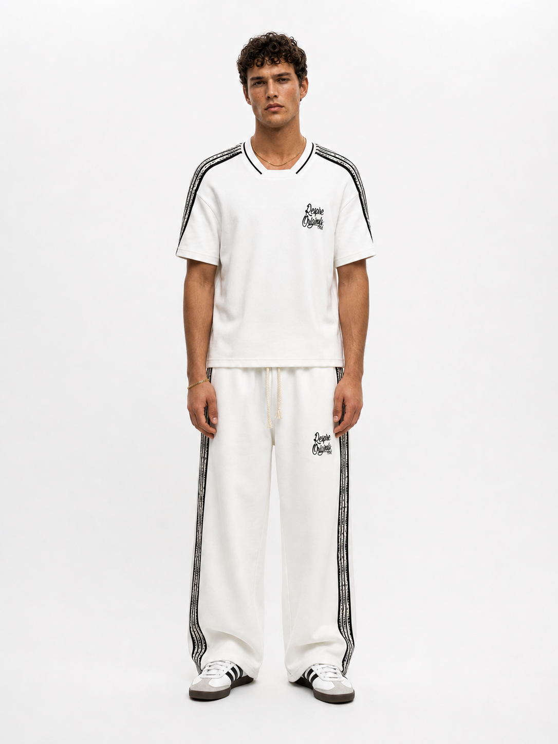 Erkek Originals Şerit Detaylı Regular Fit Eşofman Takımı Ekru