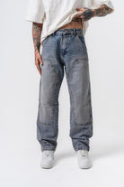 Erkek Parça Detaylı Baggy Jean Mavi