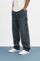Erkek Parça Detaylı Baggy Jean Tint Mavi