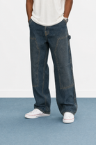 Erkek Parça Detaylı Baggy Jean Tint Mavi