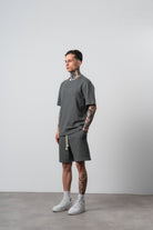 Erkek Pis Dikişli Regular Fit T-Shirt Şort Takım Haki