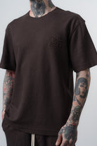Erkek Pis Dikişli Regular Fit T-Shirt Şort Takım Kahve