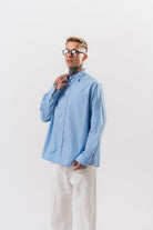 Respire-Erkek Poplin Oversize Gömlek Bebe Mavi-Gömlek-3-Milagron.com