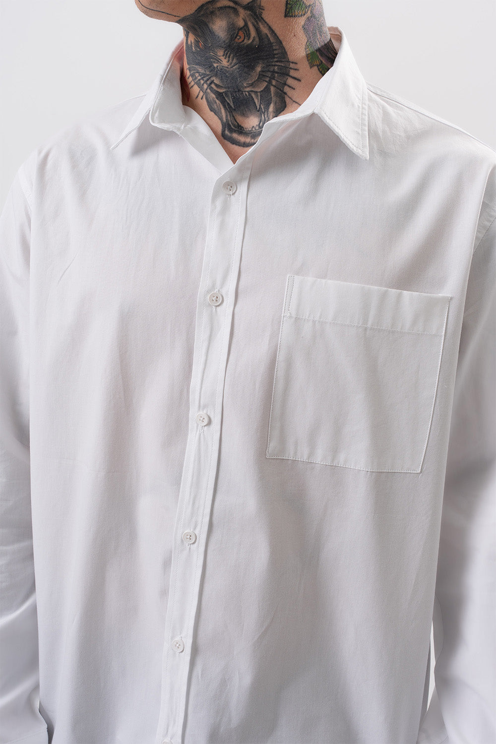 Respire-Erkek Poplin Oversize Gömlek Beyaz-Gömlek-4-Milagron.com