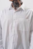 Respire-Erkek Poplin Oversize Gömlek Beyaz-Gömlek-4-Milagron.com