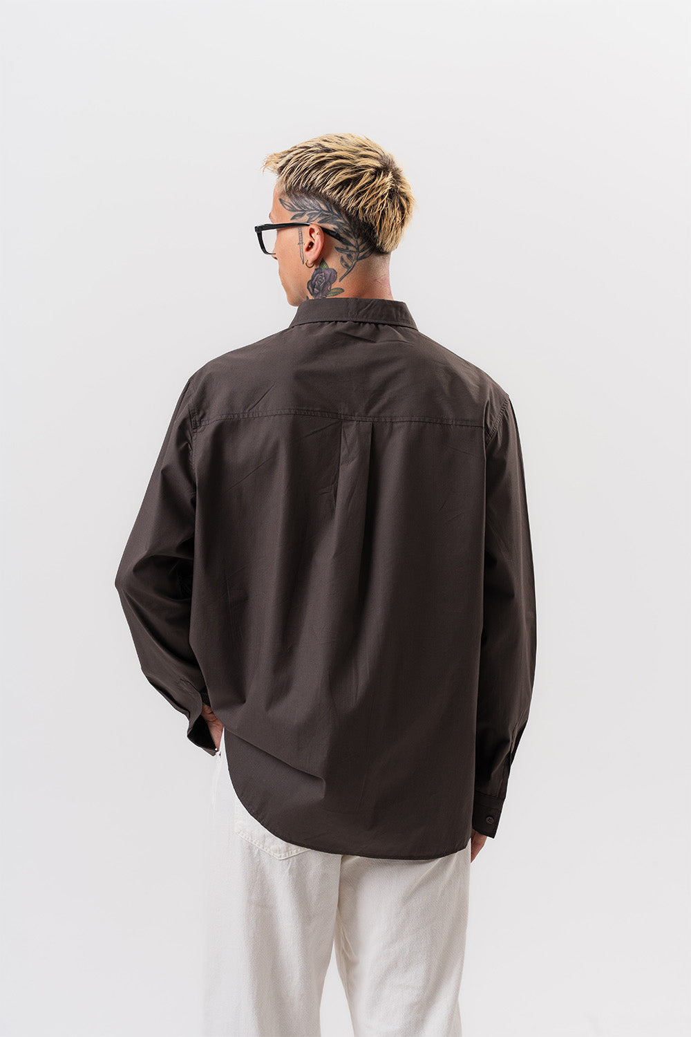 Respire-Erkek Poplin Oversize Gömlek Füme-Gömlek-2-Milagron.com