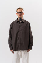 Respire-Erkek Poplin Oversize Gömlek Füme-Gömlek-3-Milagron.com