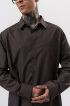 Respire-Erkek Poplin Oversize Gömlek Füme-Gömlek-4-Milagron.com