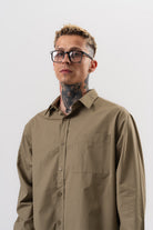 Respire-Erkek Poplin Oversize Gömlek Haki-Gömlek-2-Milagron.com