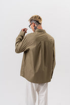 Respire-Erkek Poplin Oversize Gömlek Haki-Gömlek-4-Milagron.com