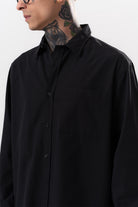Respire-Erkek Poplin Oversize Gömlek Siyah-Gömlek-4-Milagron.com