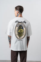 Erkek Private Baskılı Oversize T-Shirt Ekru