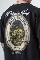 Erkek Private Baskılı Oversize T-Shirt Siyah