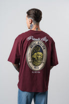 Erkek Private Baskılı Oversize T-Shirt Vişne