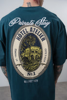 Erkek Private Baskılı Oversize T-Shirt Zümrüt