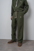 Erkek R Nakışlı Müslin Baggy Pantolon Koyu Haki
