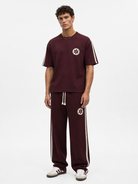 Erkek R Nakışlı Şerit Detaylı Regular Fit Eşofman Takımı Bordo