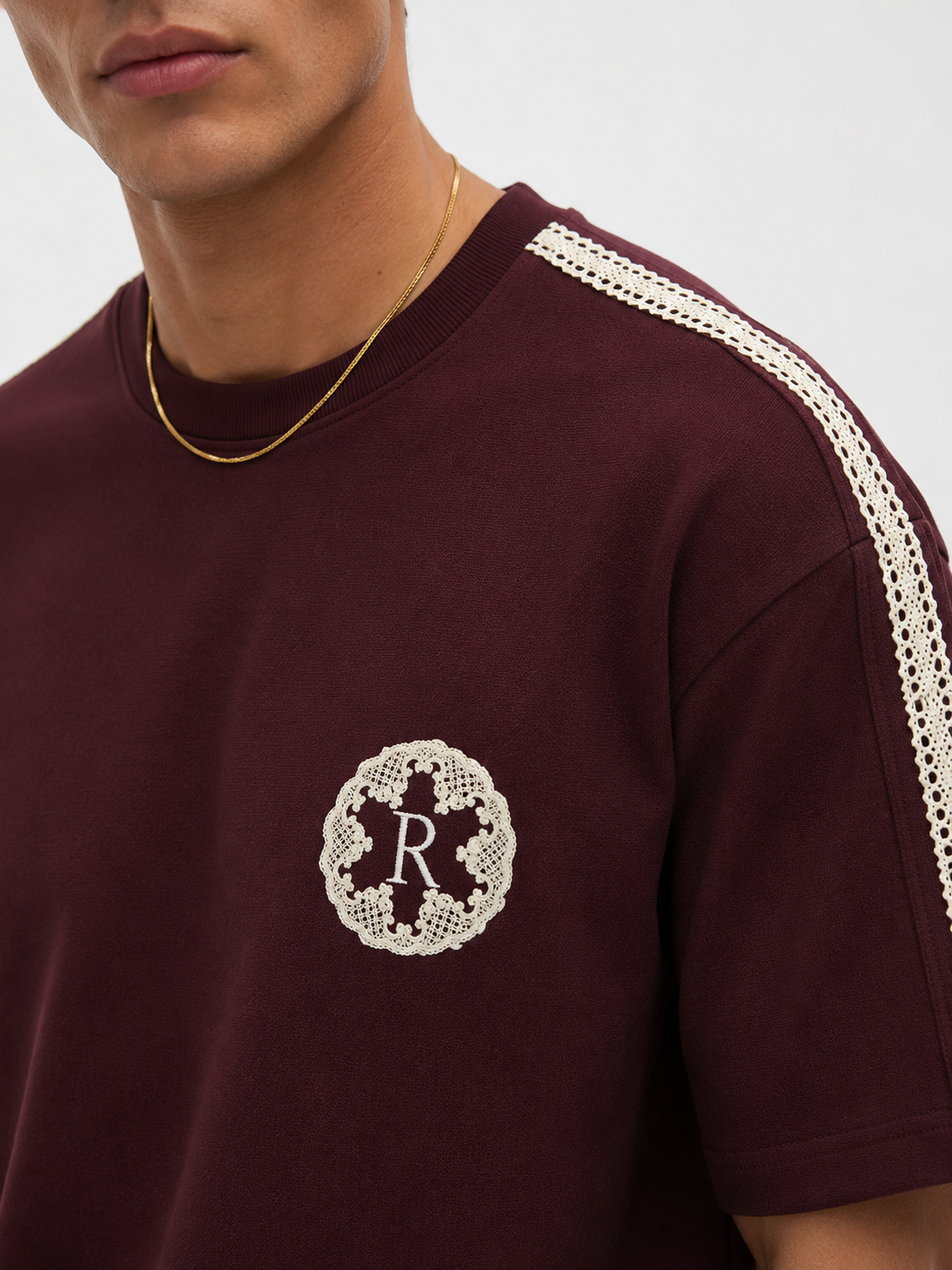 Erkek R Nakışlı Şerit Detaylı Regular Fit Eşofman Takımı Bordo