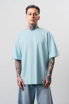 Erkek Refined Baskılı Oversize T-Shirt Bebe Mavi