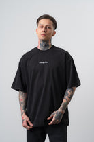 Erkek Refined Baskılı Oversize T-Shirt Siyah