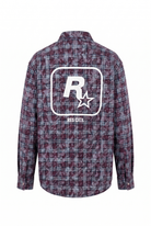 Erkek Res City Baskılı Oversize Gömlek Bordo