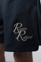 Erkek Respire Relined Yazılı Regular Fit T-Shirt Şort Takım Lacivert