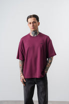 Erkek Respire Yazı Detaylı Oversize T-Shirt Vişne