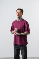 Erkek Respire Yazı Detaylı Oversize T-Shirt Vişne