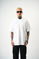 Erkek Revival Baskılı Oversize T-Shirt Beyaz