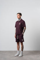 Erkek Rocket Club Yazılı Regular Fit T-Shirt Şort Takım Bordo