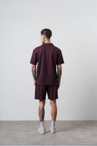 Erkek Rocket Club Yazılı Regular Fit T-Shirt Şort Takım Bordo