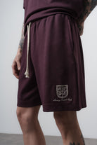 Erkek Rocket Club Yazılı Regular Fit T-Shirt Şort Takım Bordo