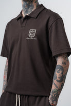 Erkek Rocket Club Yazılı Regular Fit T-Shirt Şort Takım Kahve
