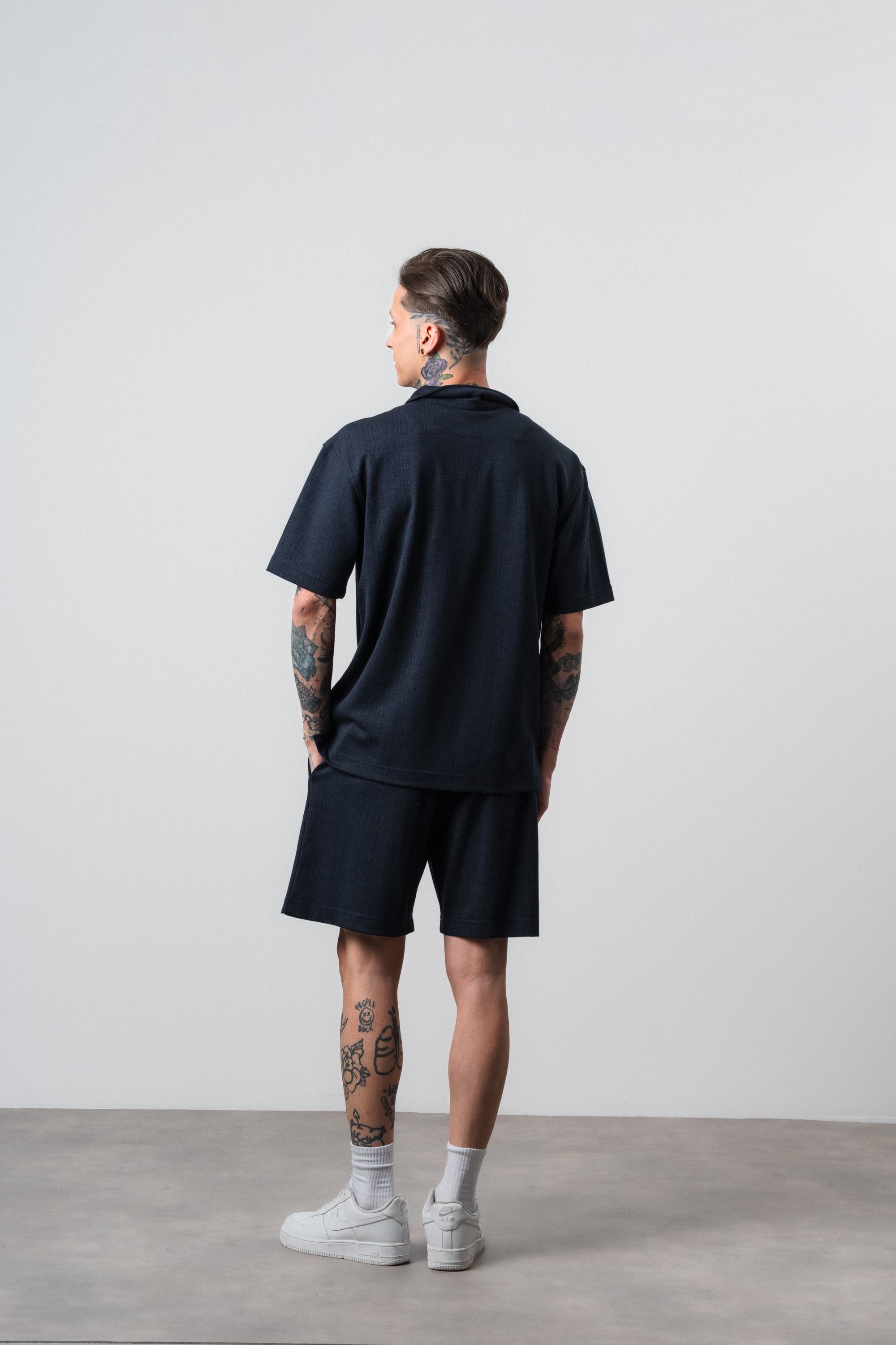 Erkek Rocket Club Yazılı Regular Fit T-Shirt Şort Takım Lacivert
