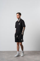 Erkek Rocket Club Yazılı Regular Fit T-Shirt Şort Takım Siyah