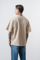 Erkek Rosette Nakış Detaylı Oversize T-Shirt Bej