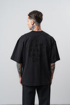 Erkek Route Nakışlı Oversize T-Shirt Siyah