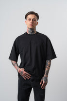 Erkek Route Nakışlı Oversize T-Shirt Siyah