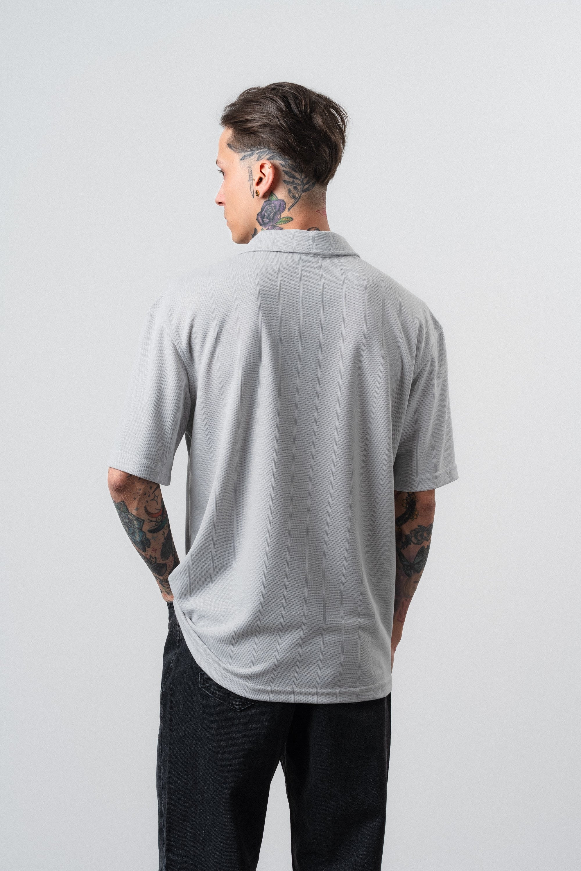 Erkek Senor Yazılı Polo Yaka Regular Fit T-Shirt Gri