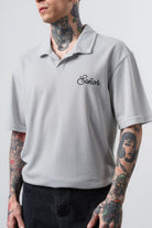 Erkek Senor Yazılı Polo Yaka Regular Fit T-Shirt Gri