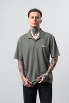 Erkek Senor Yazılı Polo Yaka Regular Fit T-Shirt Haki