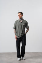 Erkek Senor Yazılı Polo Yaka Regular Fit T-Shirt Haki