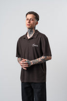Erkek Senor Yazılı Polo Yaka Regular Fit T-Shirt Kahve