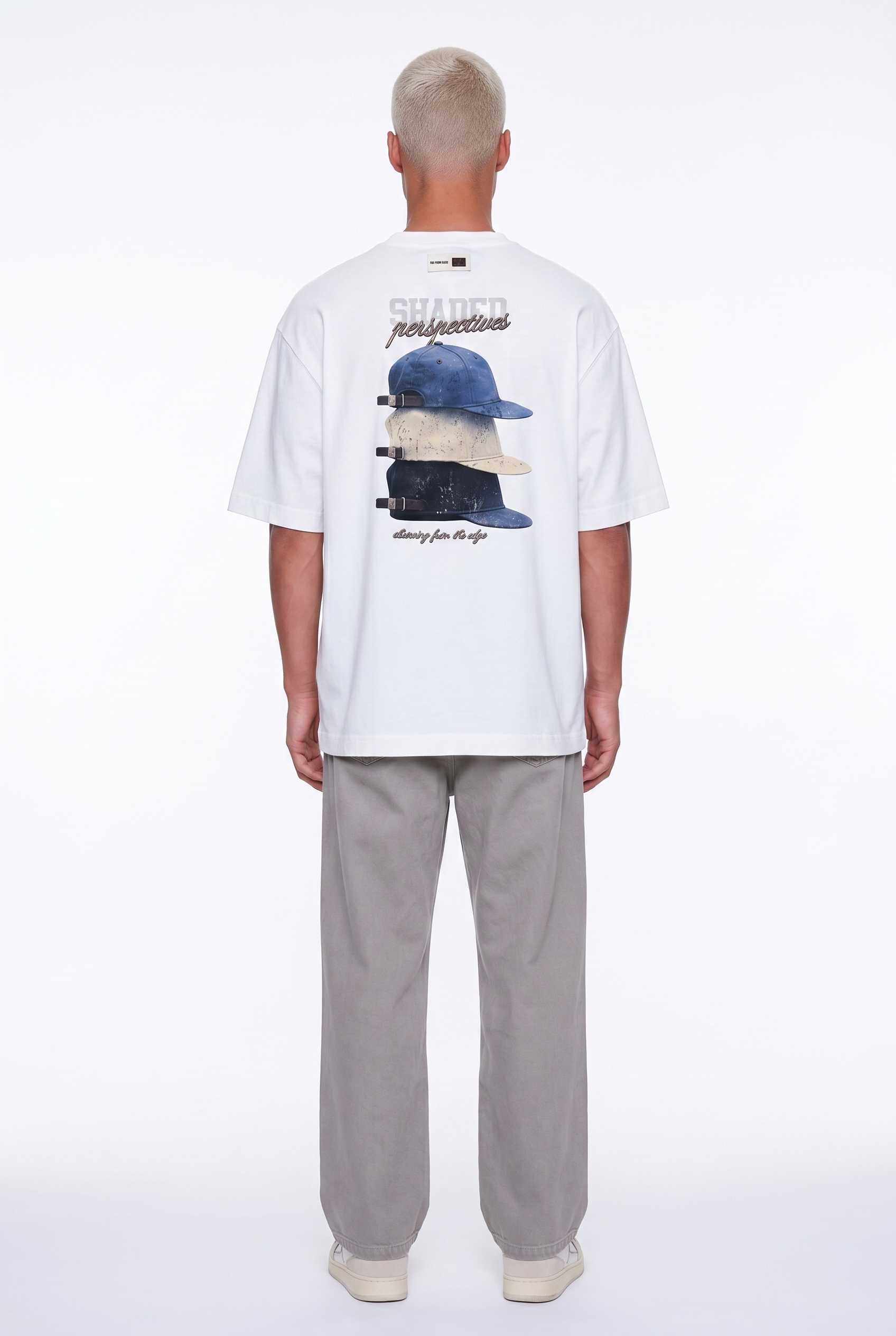 Erkek Shaded Baskılı Oversize T-Shirt Ekru