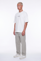 Erkek Shaded Baskılı Oversize T-Shirt Ekru
